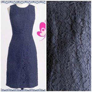 JCrew blue sleeveless floral lace  dress NWT